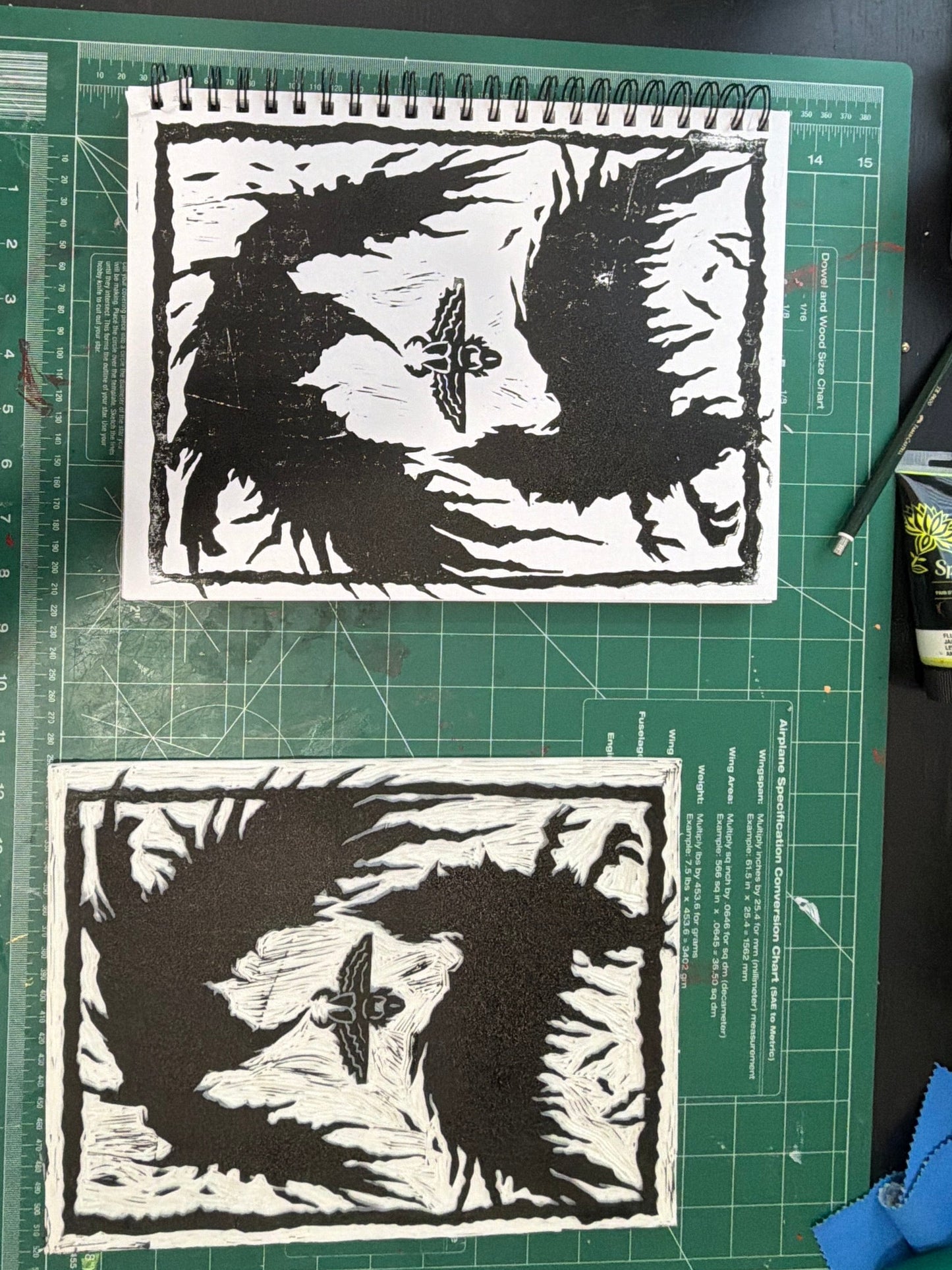 9"x12" Linocut print of "New Beginnings"