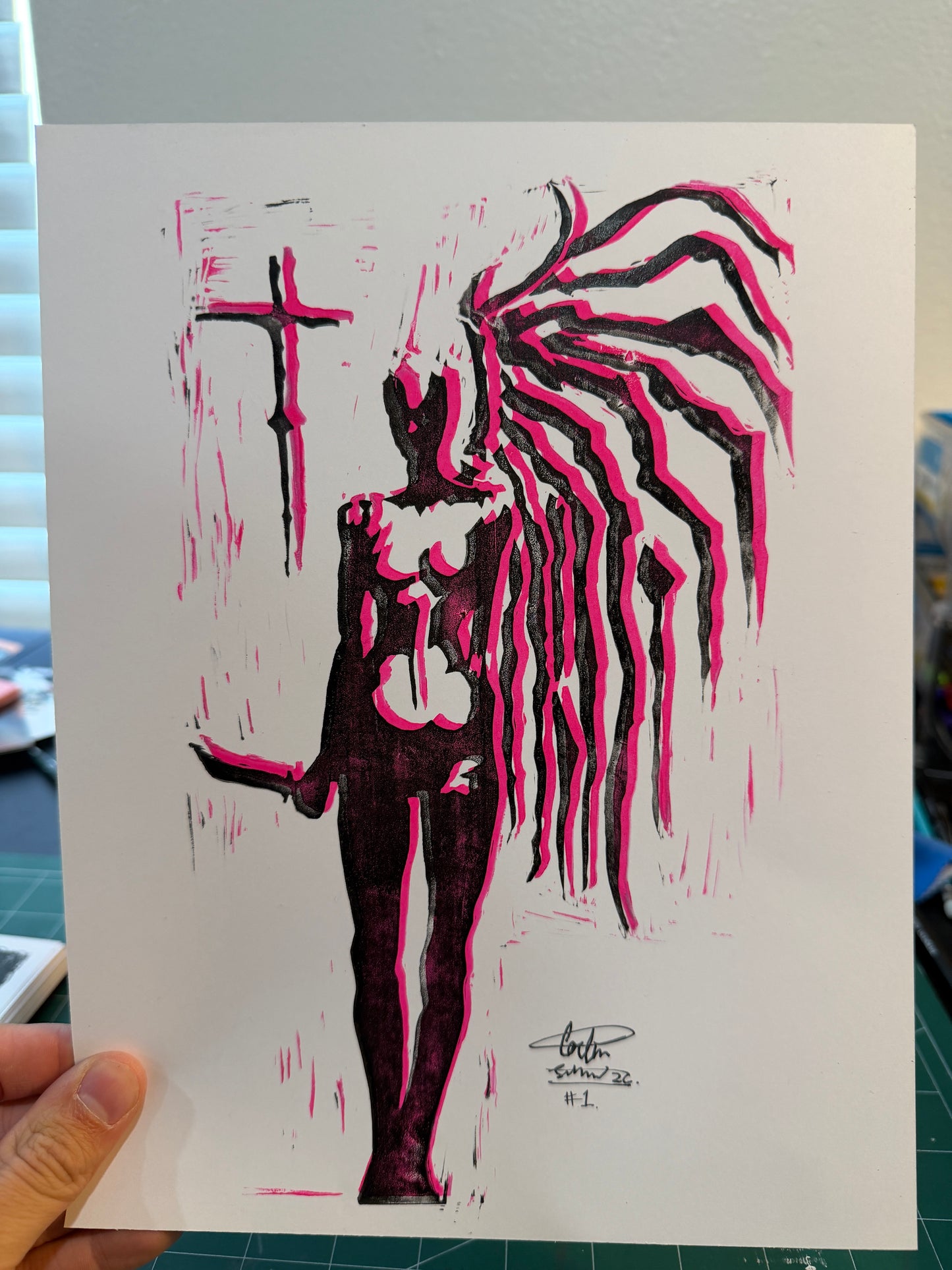 "untitled" 8.5"x11" linocut print.